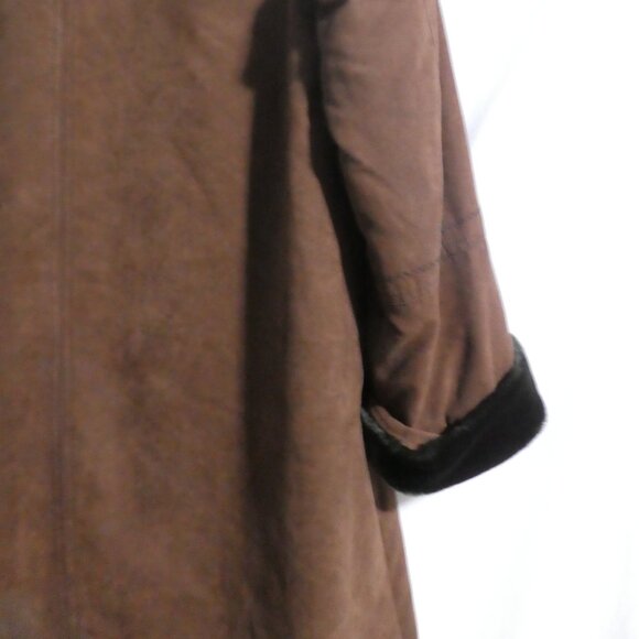 JONES NEW YORK | medium | Long Brown Button-Up Closure Hooded Coat - Picture 14 of 16
